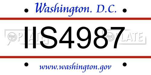 IIS4987 District Of Columbia License Plate