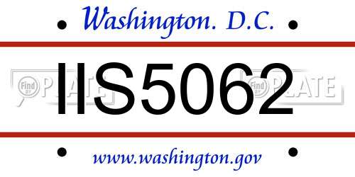 IIS5062 District Of Columbia License Plate