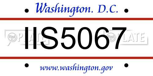 IIS5067 District Of Columbia License Plate