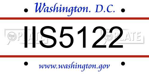 IIS5122 District Of Columbia License Plate