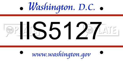 IIS5127 District Of Columbia License Plate