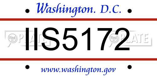 IIS5172 District Of Columbia License Plate
