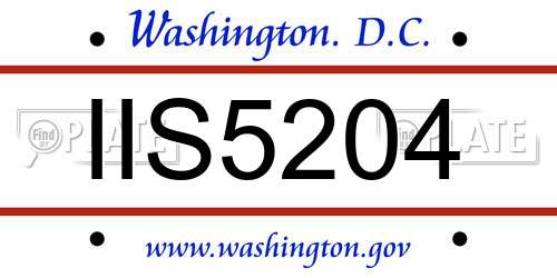 IIS5204 District Of Columbia License Plate