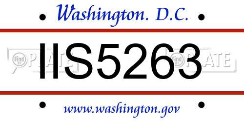 IIS5263 District Of Columbia License Plate