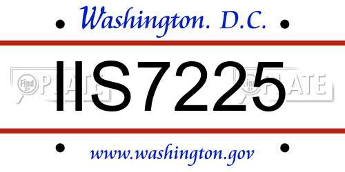 IIS7225 District Of Columbia License Plate