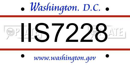 IIS7228 District Of Columbia License Plate