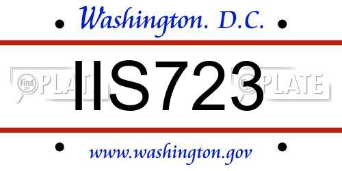 IIS723 District Of Columbia License Plate