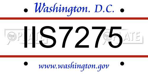 IIS7275 District Of Columbia License Plate