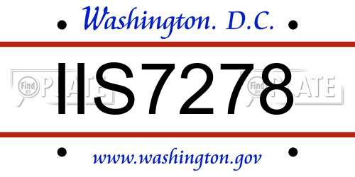 IIS7278 District Of Columbia License Plate