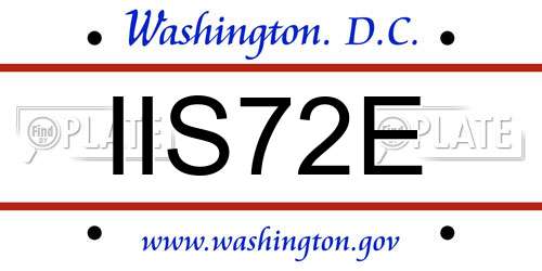 IIS72E District Of Columbia License Plate