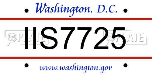IIS7725 District Of Columbia License Plate