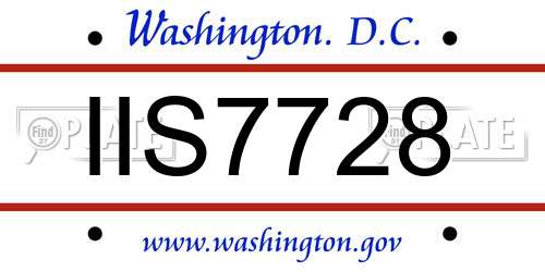 IIS7728 District Of Columbia License Plate
