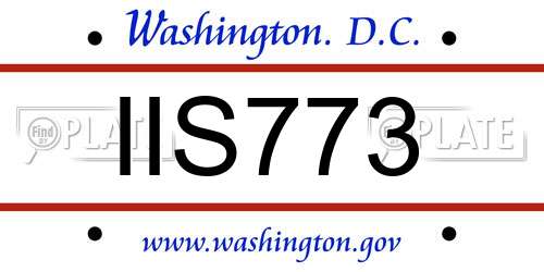 IIS773 District Of Columbia License Plate