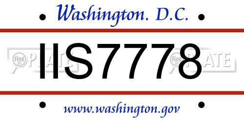 IIS7778 District Of Columbia License Plate