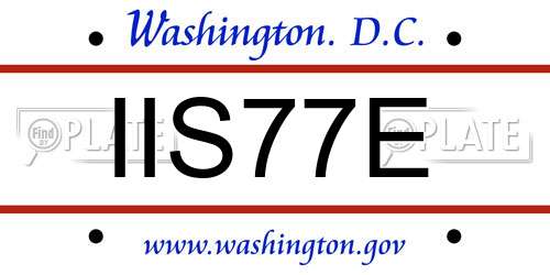 IIS77E District Of Columbia License Plate