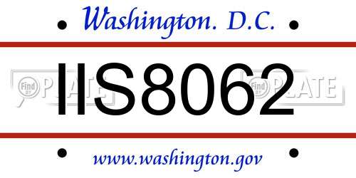 IIS8062 District Of Columbia License Plate