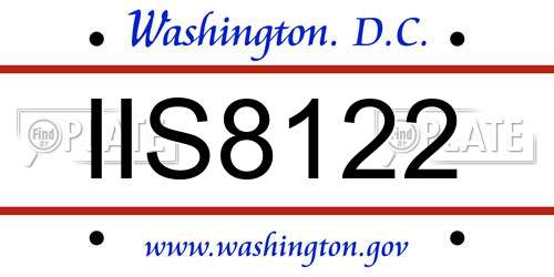 IIS8122 District Of Columbia License Plate