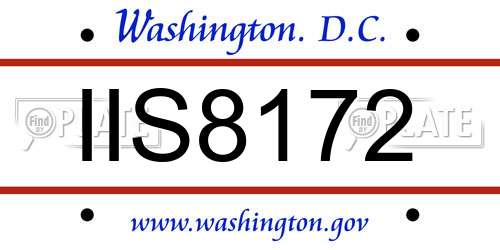 IIS8172 District Of Columbia License Plate