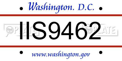 IIS9462 District Of Columbia License Plate