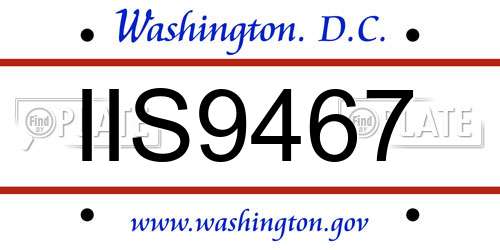 IIS9467 District Of Columbia License Plate