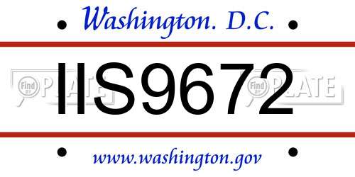 IIS9672 District Of Columbia License Plate