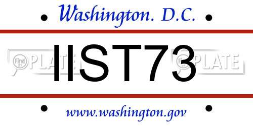 IIST73 District Of Columbia License Plate