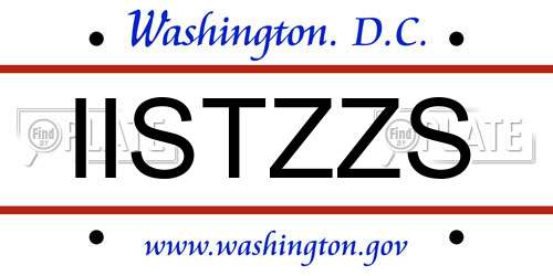 IISTZZS District Of Columbia License Plate