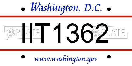 IIT1362 District Of Columbia License Plate