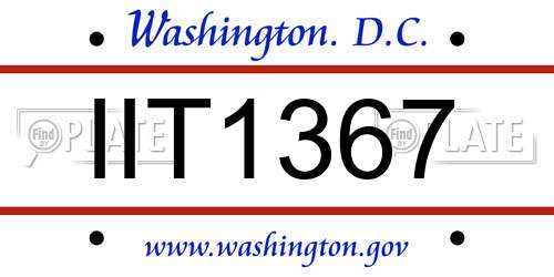 IIT1367 District Of Columbia License Plate