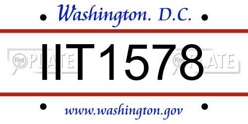 IIT1578 District Of Columbia License Plate