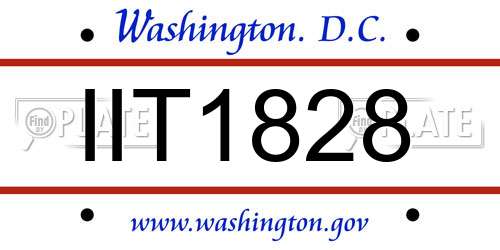IIT1828 District Of Columbia License Plate