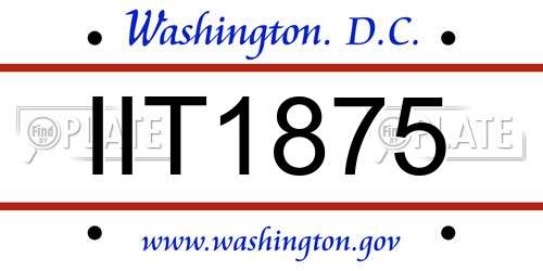 IIT1875 District Of Columbia License Plate