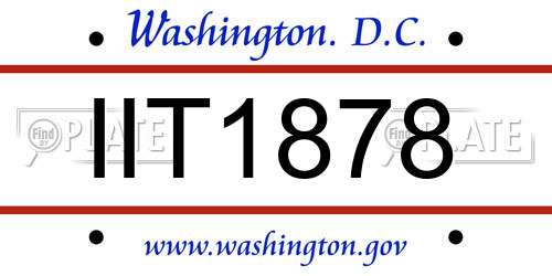 IIT1878 District Of Columbia License Plate