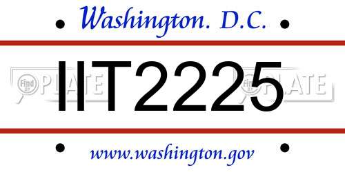 IIT2225 District Of Columbia License Plate