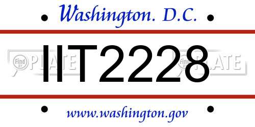 IIT2228 District Of Columbia License Plate
