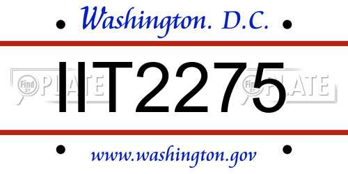 IIT2275 District Of Columbia License Plate