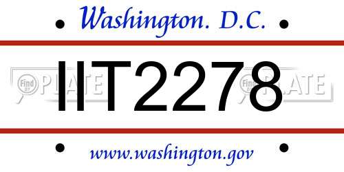 IIT2278 District Of Columbia License Plate