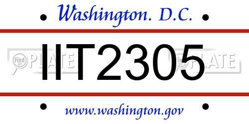 IIT2305 District Of Columbia License Plate