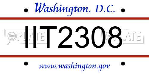 IIT2308 District Of Columbia License Plate