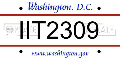 IIT2309 District Of Columbia License Plate