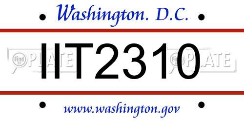 IIT2310 District Of Columbia License Plate