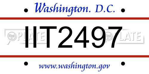 IIT2497 District Of Columbia License Plate