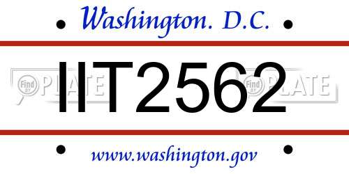 IIT2562 District Of Columbia License Plate