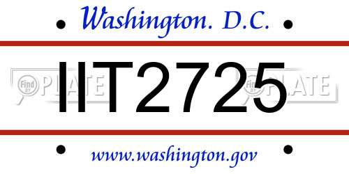 IIT2725 District Of Columbia License Plate