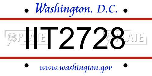 IIT2728 District Of Columbia License Plate