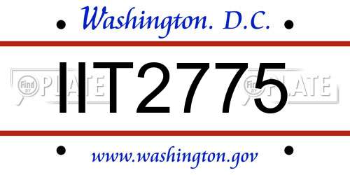 IIT2775 District Of Columbia License Plate