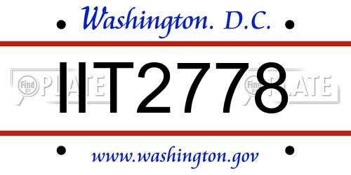 IIT2778 District Of Columbia License Plate