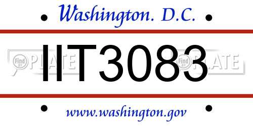 IIT3083 District Of Columbia License Plate