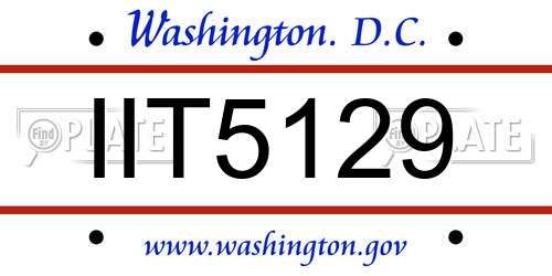 IIT5129 District Of Columbia License Plate