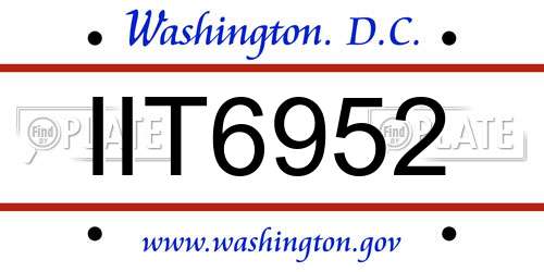 IIT6952 District Of Columbia License Plate